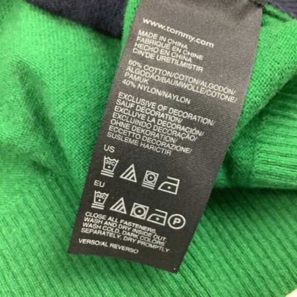 Tommy Hilfiger V Neck Preppy Grandpa Cardigan Sweater Women's Men's S Green Blue - Picture 4 of 8